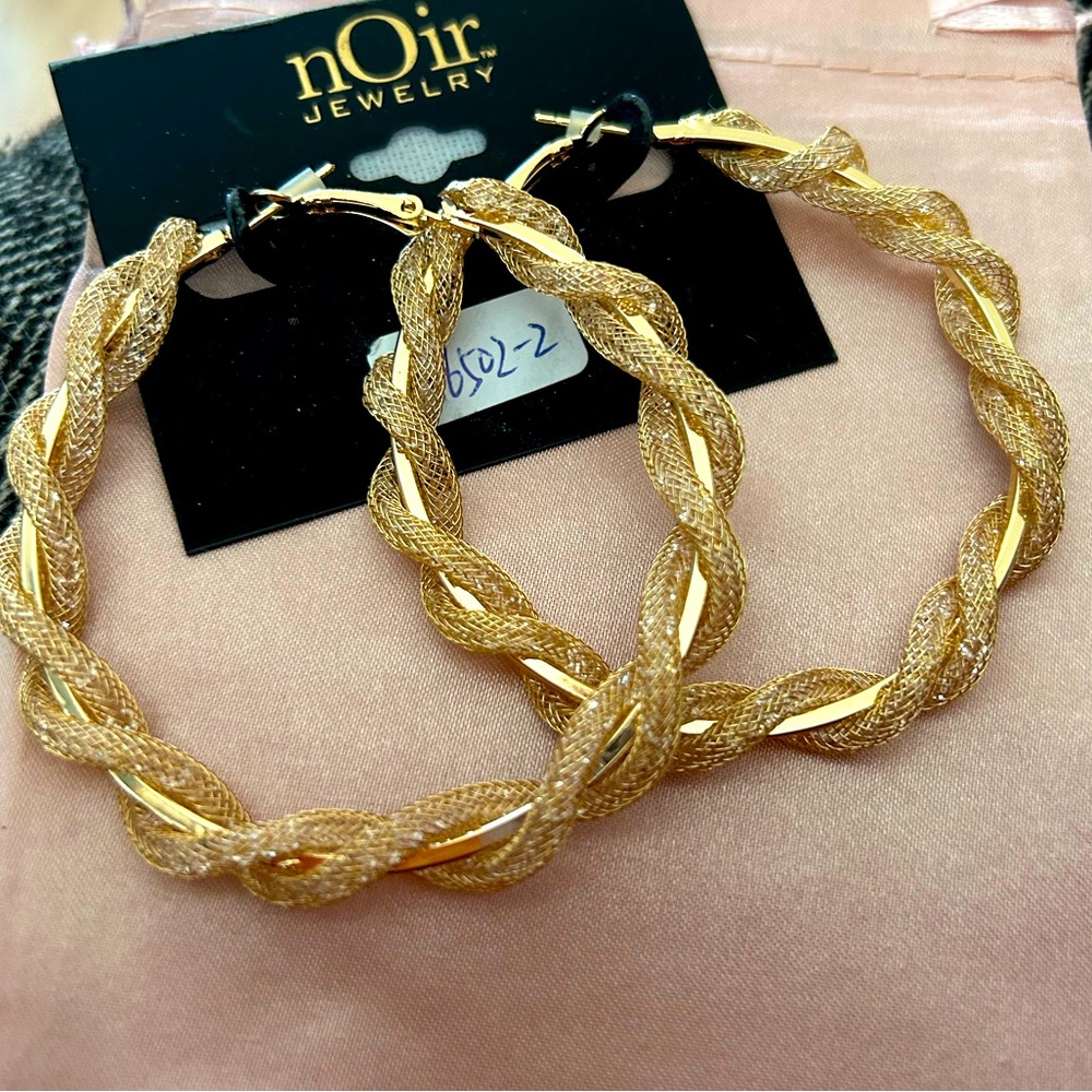 NOIR Gold Rope Large Hoop EARRINGS